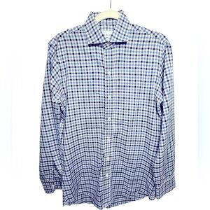 Men’s Ledbury button down blue plaid excellent like-new condition neck 15 x 38cm